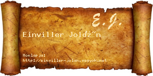 Einviller Jolán névjegykártya